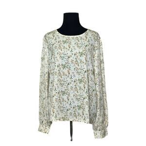 Dazy creamy floral long sleeves blouse size XL